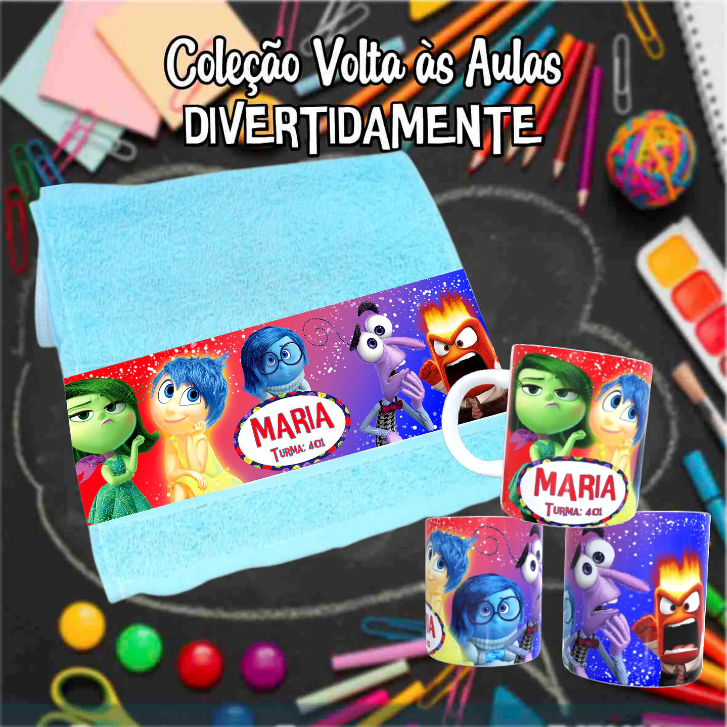 Kit Digital Divertidamente Sublimação - Volta às Aulas 7