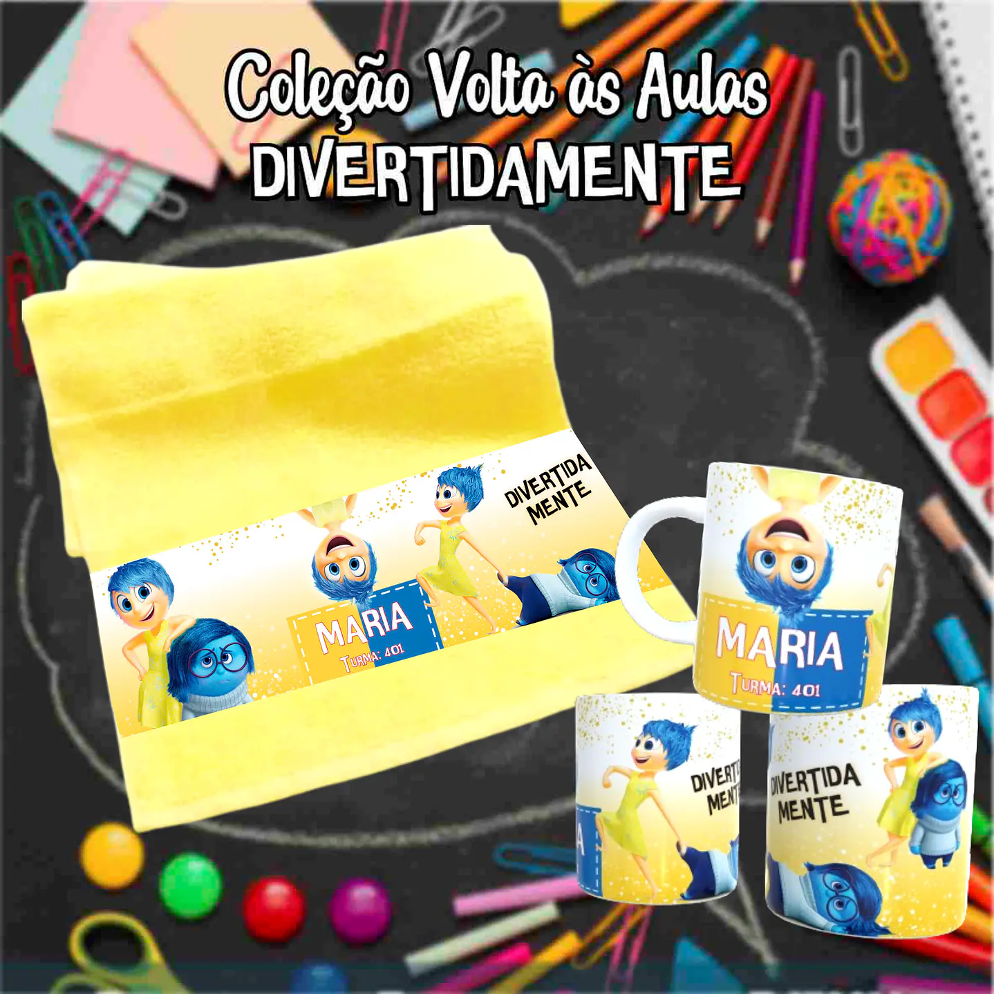 Kit Digital Divertidamente Sublimação - Volta às Aulas 8