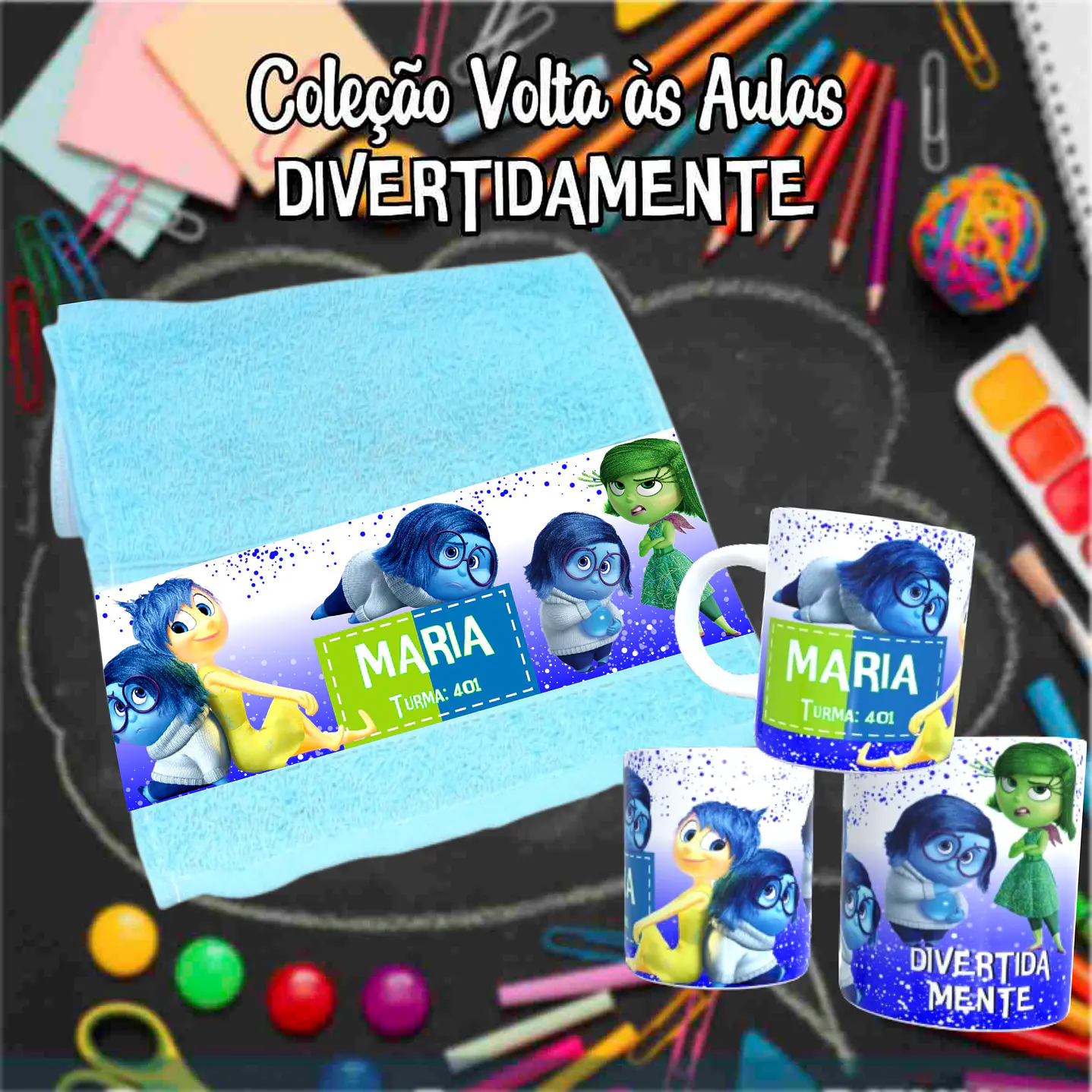 Kit Digital Divertidamente Sublimação - Volta às Aulas 10
