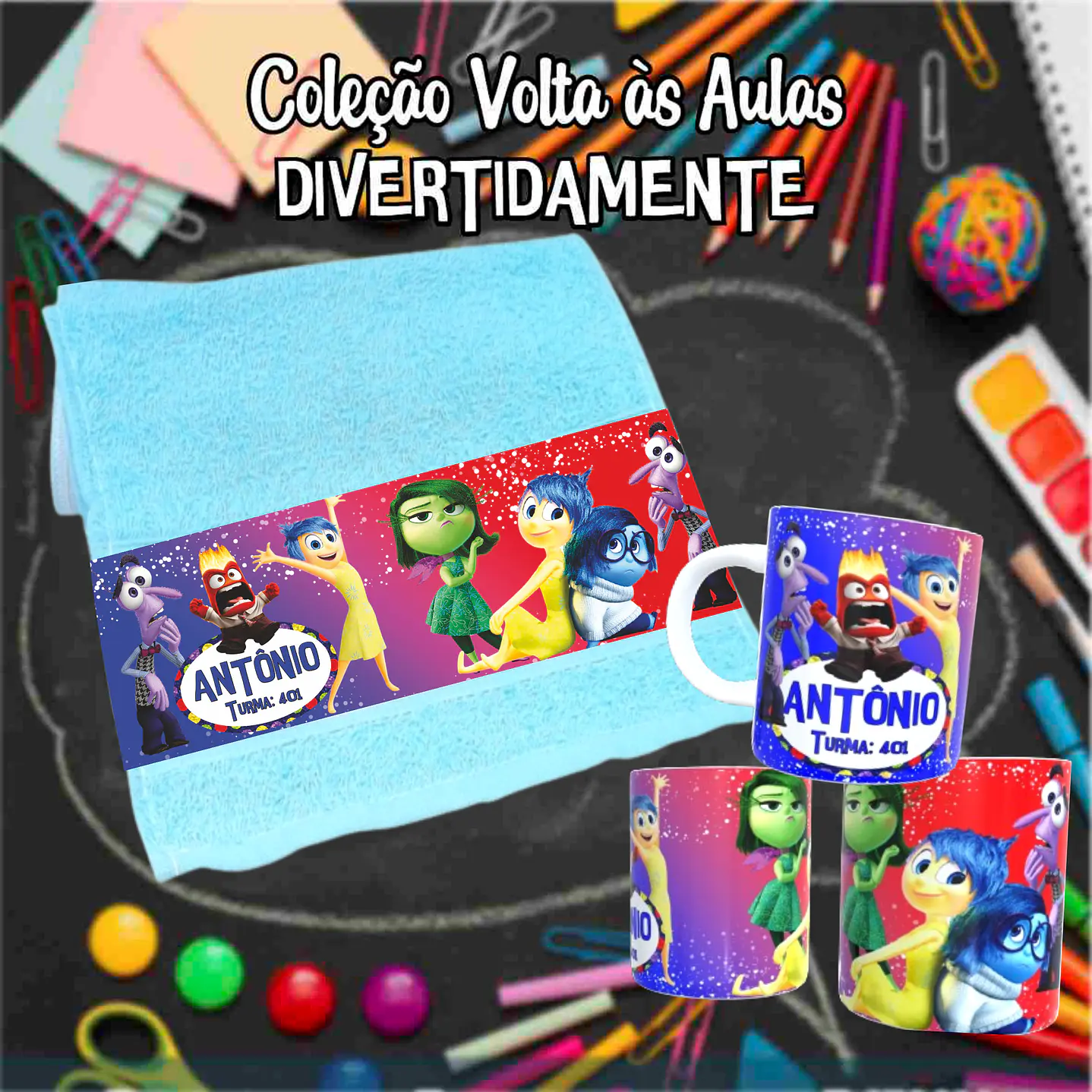 Kit Digital Divertidamente Sublimação - Volta às Aulas 11