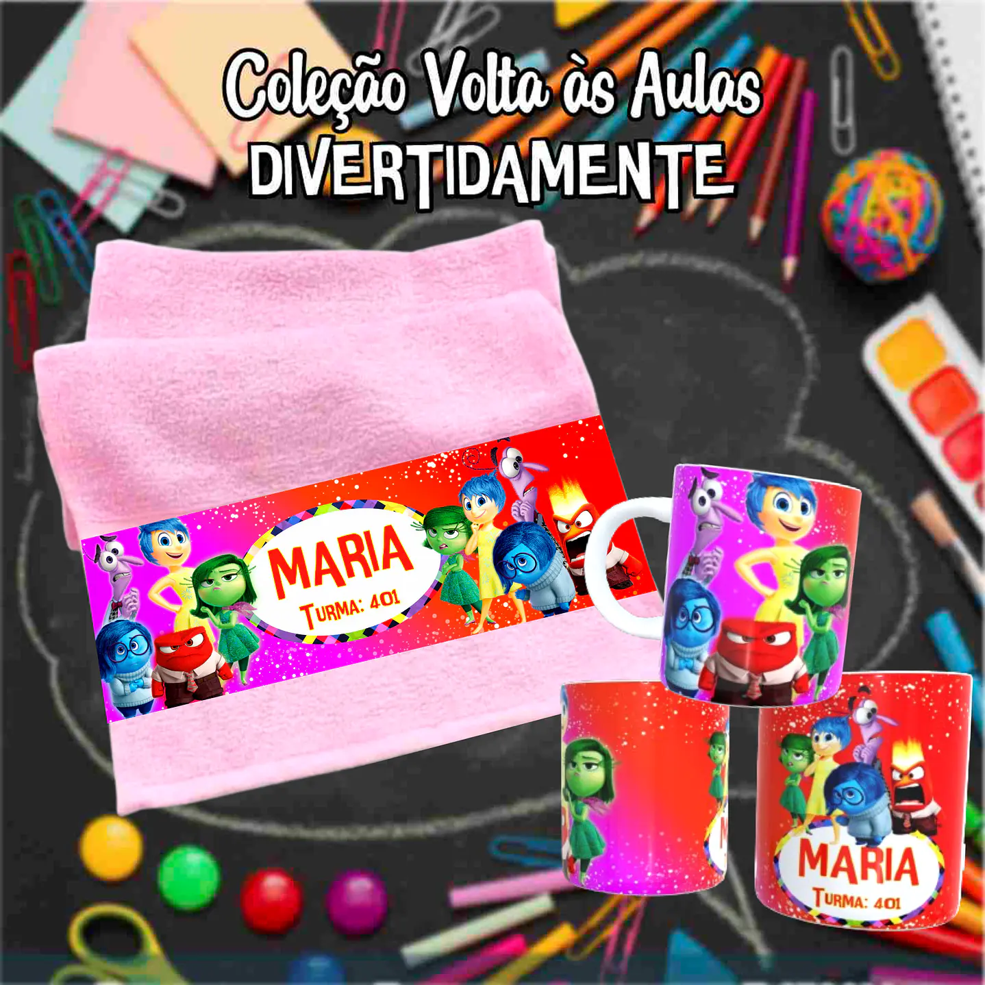Kit Digital Divertidamente Sublimação - Volta às Aulas 12