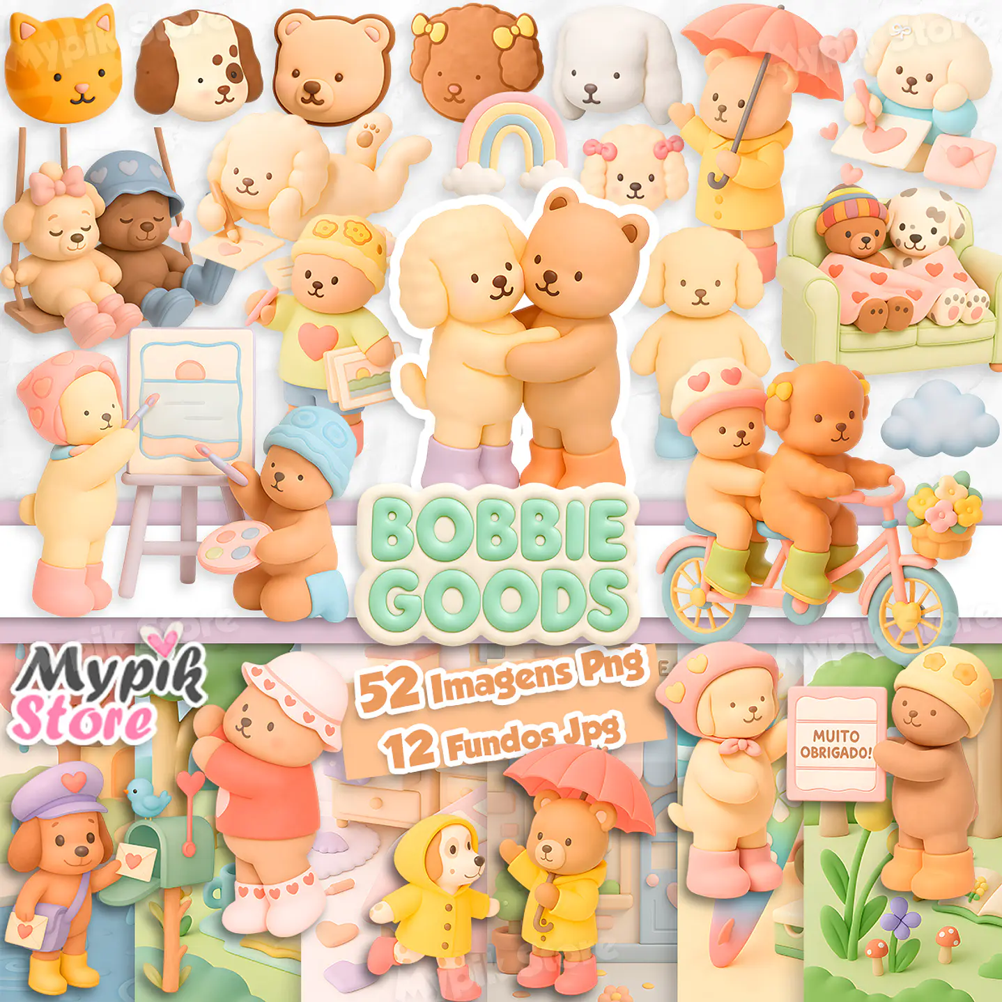 Kit Digital Bobbie Goods 3D Candy Color PNG 1