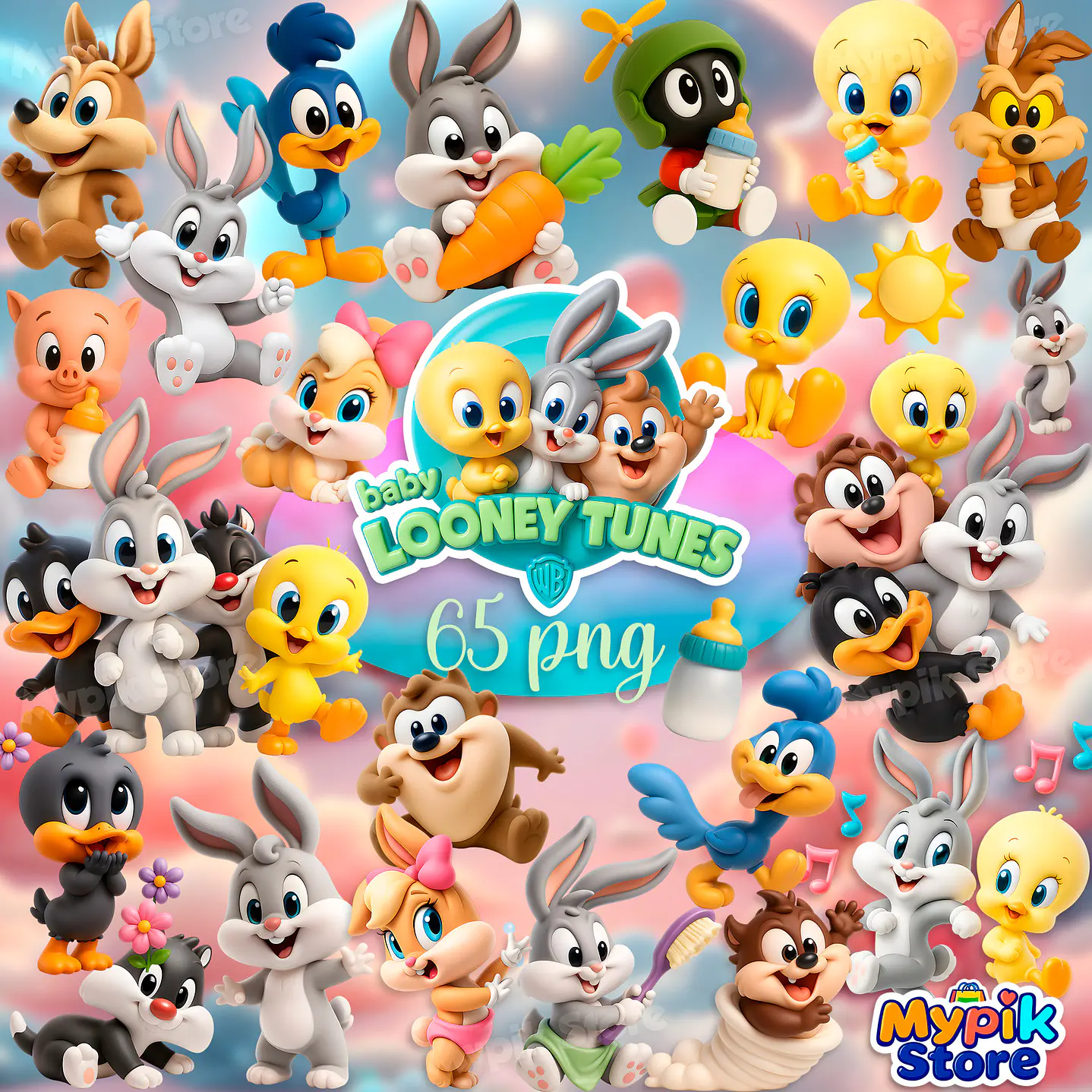 Kit Digital Baby Looney Tunes PNG 3D 1