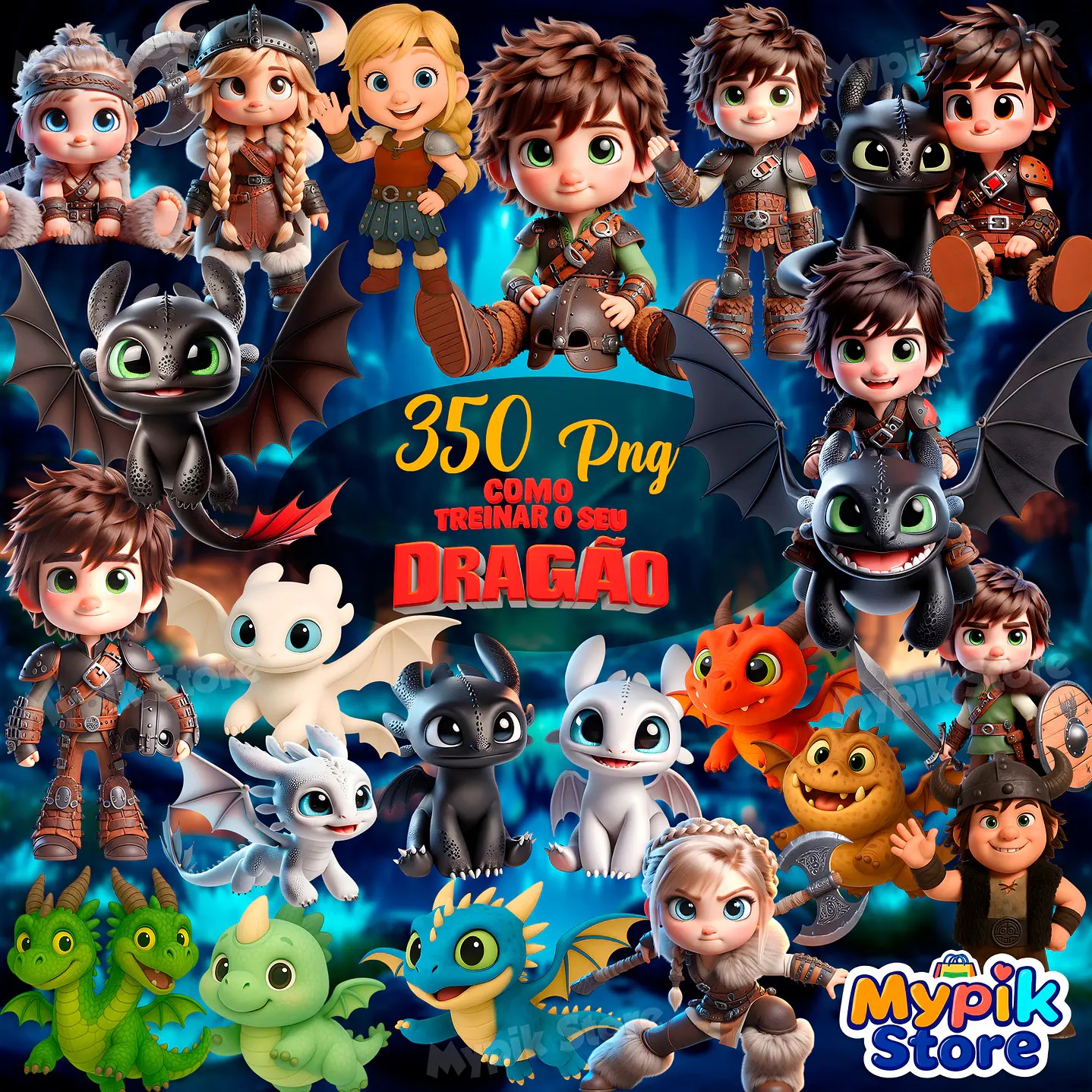 Kit Digital Como Treinar o Seu Dragão Cute 3D 2