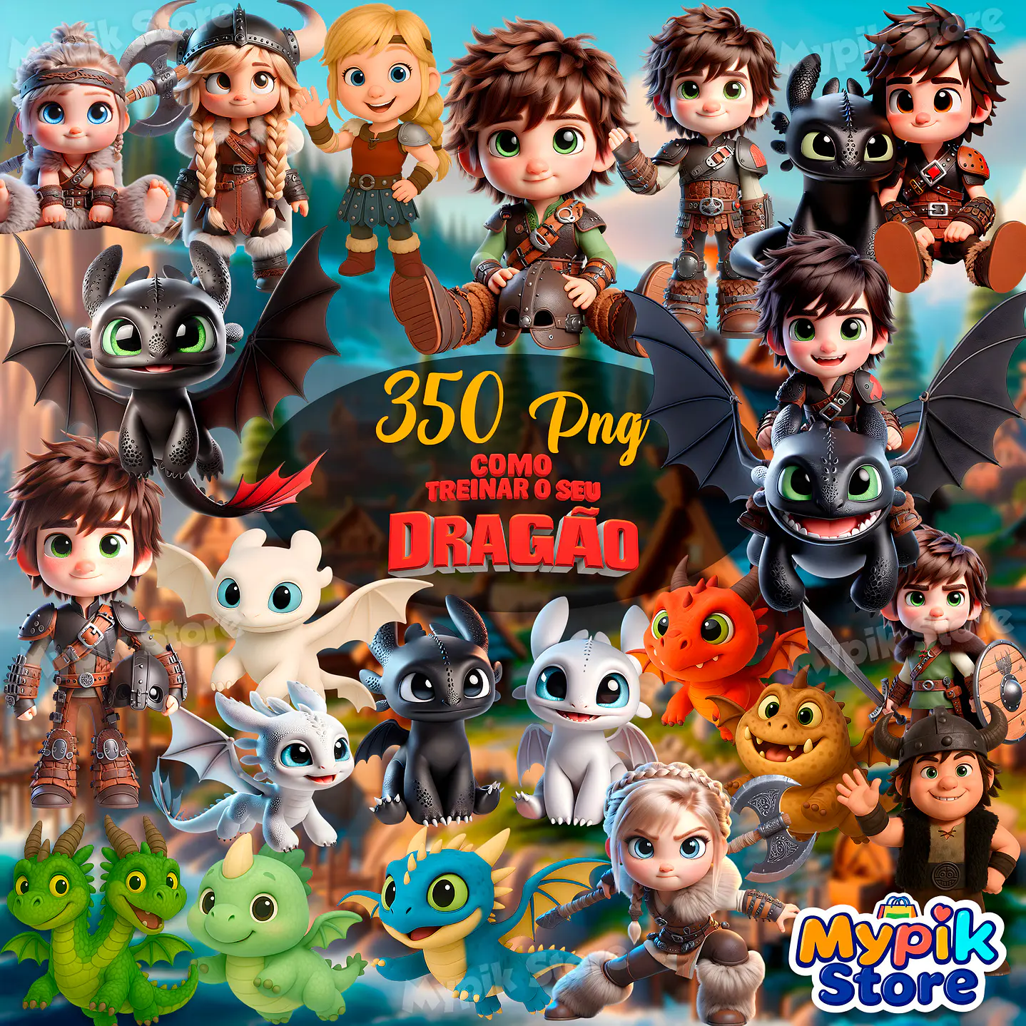 Kit Digital Como Treinar o Seu Dragão Cute 3D 1