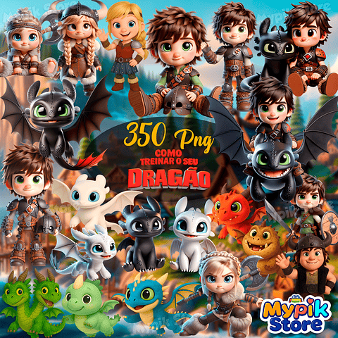 Kit Digital Como Treinar o Seu Dragão Cute 3D