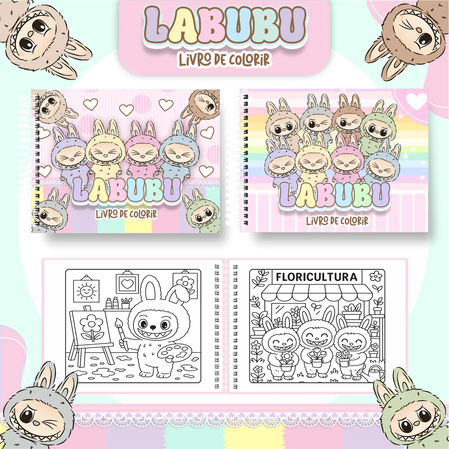 Livro de Colorir Labubu em  PDF Digital para Imprimir 1
