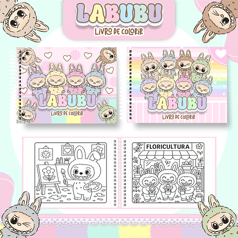 Livro de Colorir Labubu em  PDF Digital para Imprimir