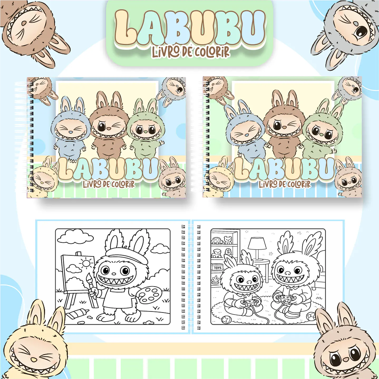 Livro de Colorir Labubu em  PDF Digital para Imprimir  1