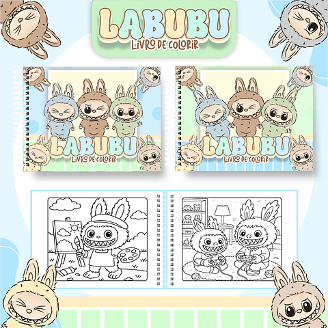 Livro de Colorir Labubu em  PDF Digital para Imprimir 