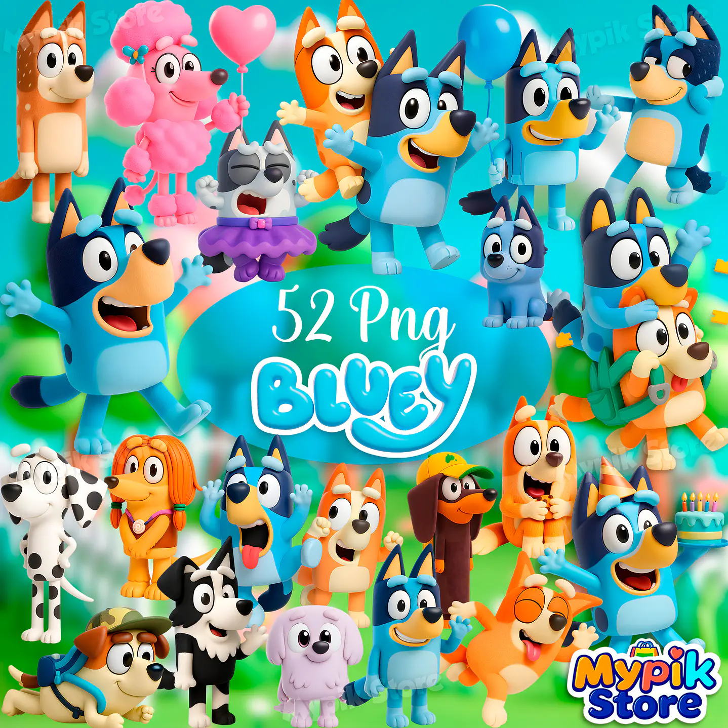 Kit Digital Bluey 3D - PNG + Fundos Exclusivos 1