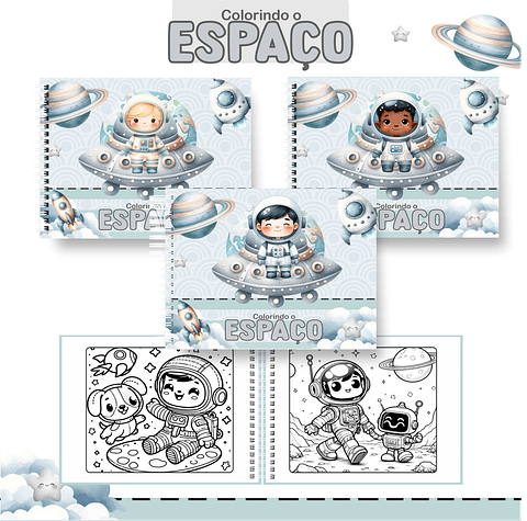 Livro de Colorir Astronauta em PDF Digital para Imprimir