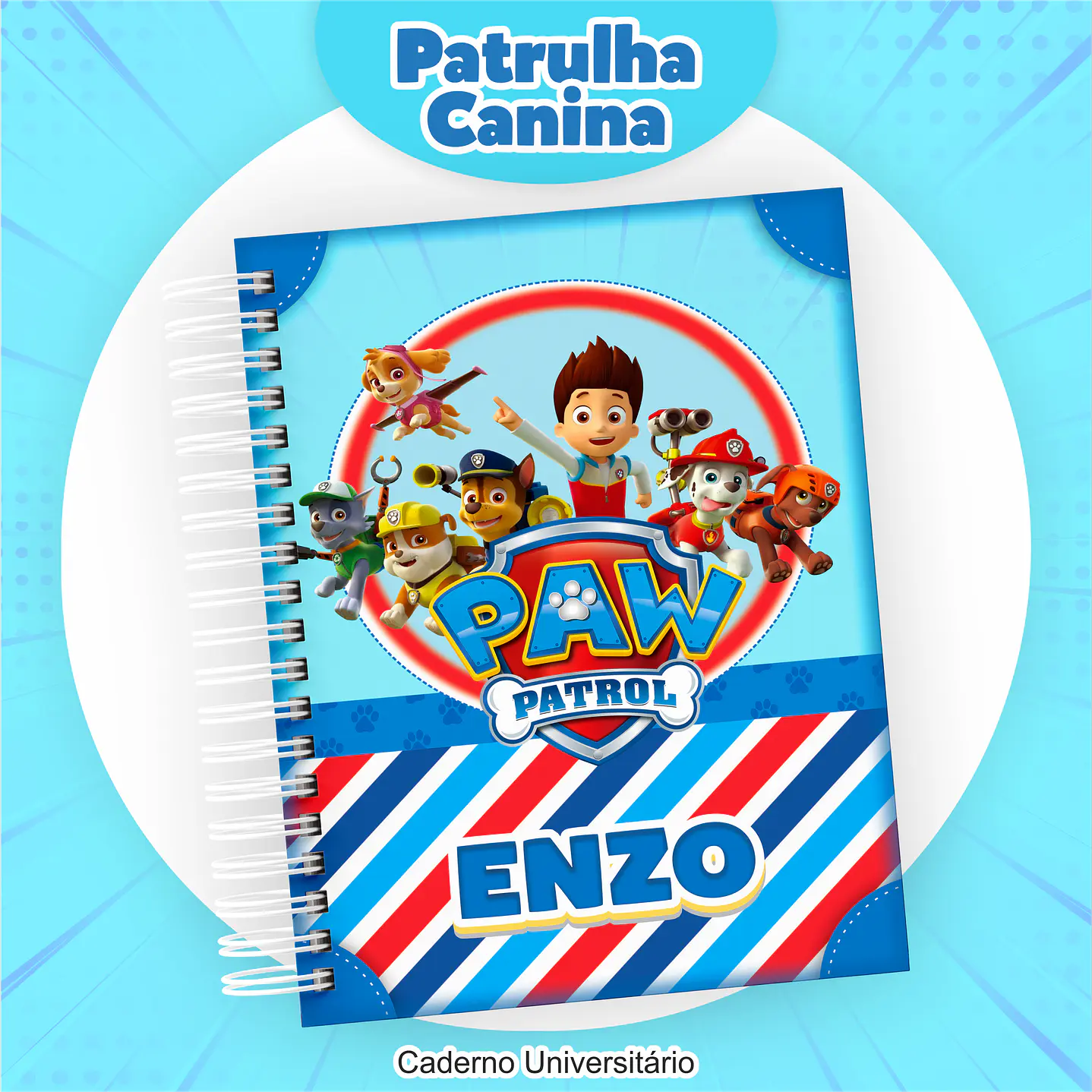 Encadernação Patrulha Canina Menino - Volta às Aulas 9