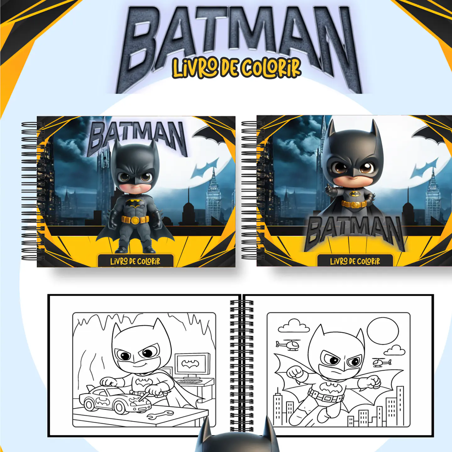 Livro de Colorir Batman em PDF Digital para Imprimir 1