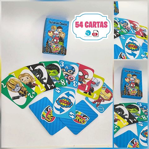 Kit Digital UNO Vingadores 54 Cartas para Imprimir PDF e Studio