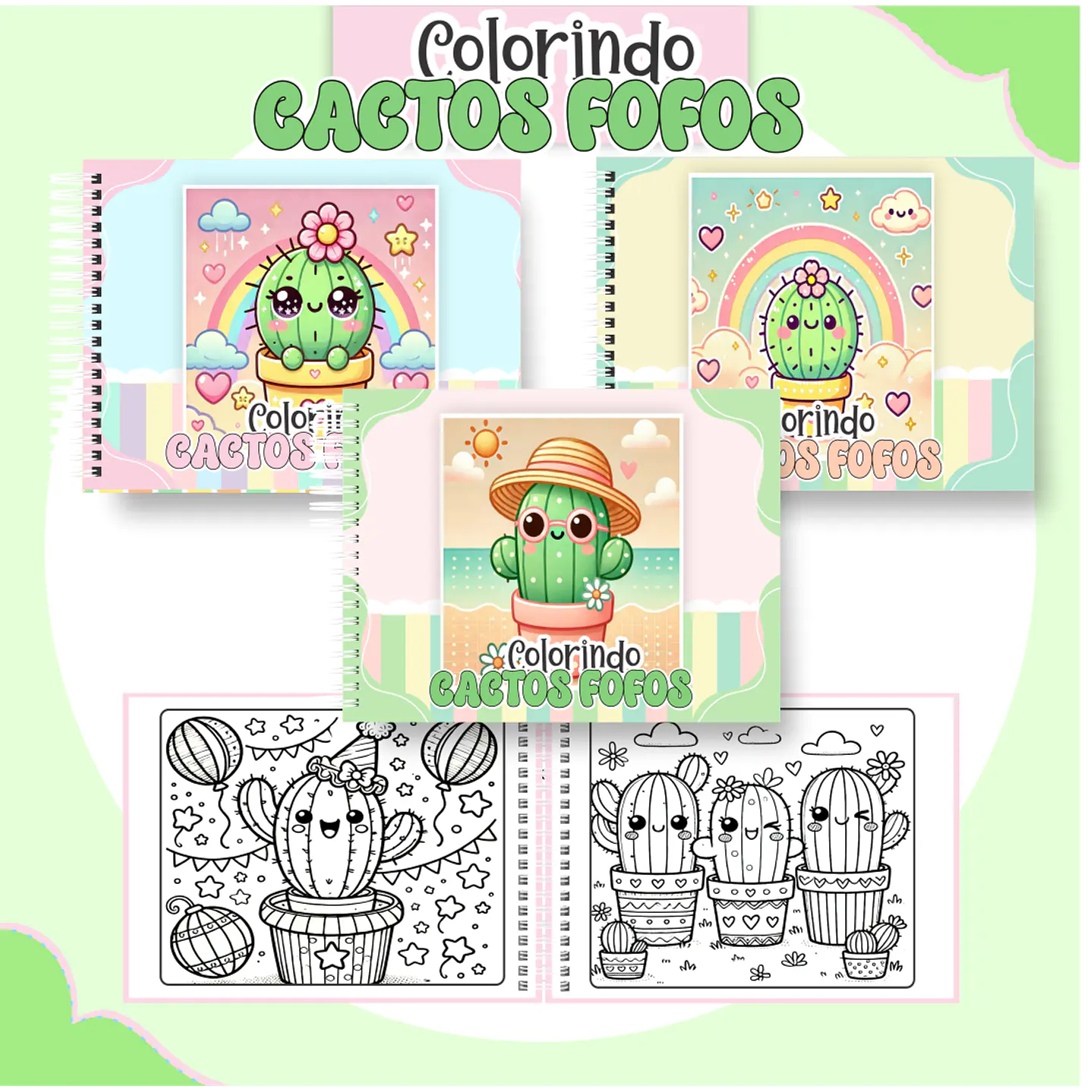 Livro de Colorir Cactos em PDF Digital para Imprimir 1