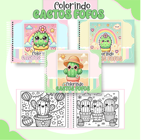 Livro de Colorir Cactos em PDF Digital para Imprimir