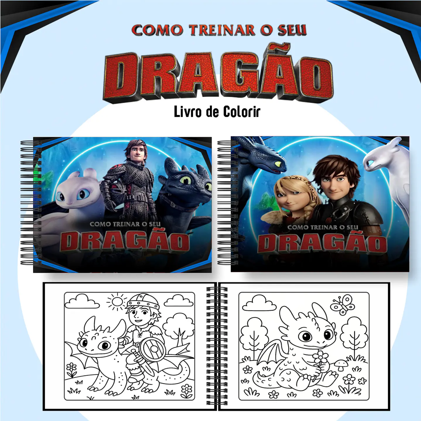 Livro de Colorir Como Treinar o Seu Dragão em PDF para Imprimir 1