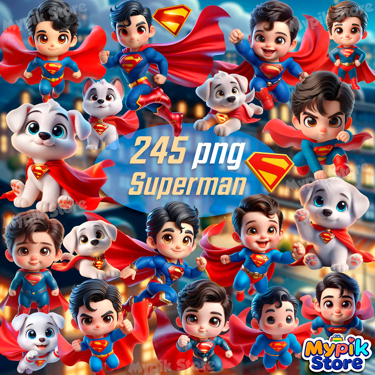 Kit Digital Superman e Krypto Imagens PNG  1