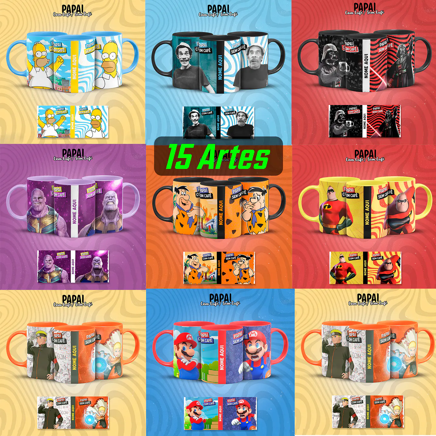 Artes Canecas Dia dos Pais 15 Modelos - Com café sem Café 1