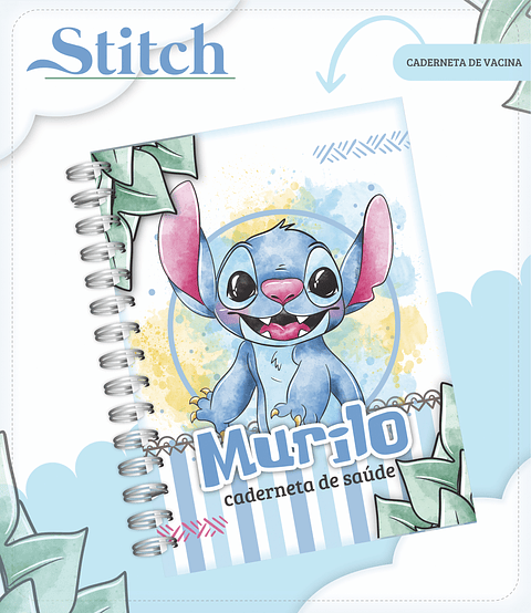 Kit Digital Stitch Caderneta de Vacina e Itens Personalizados