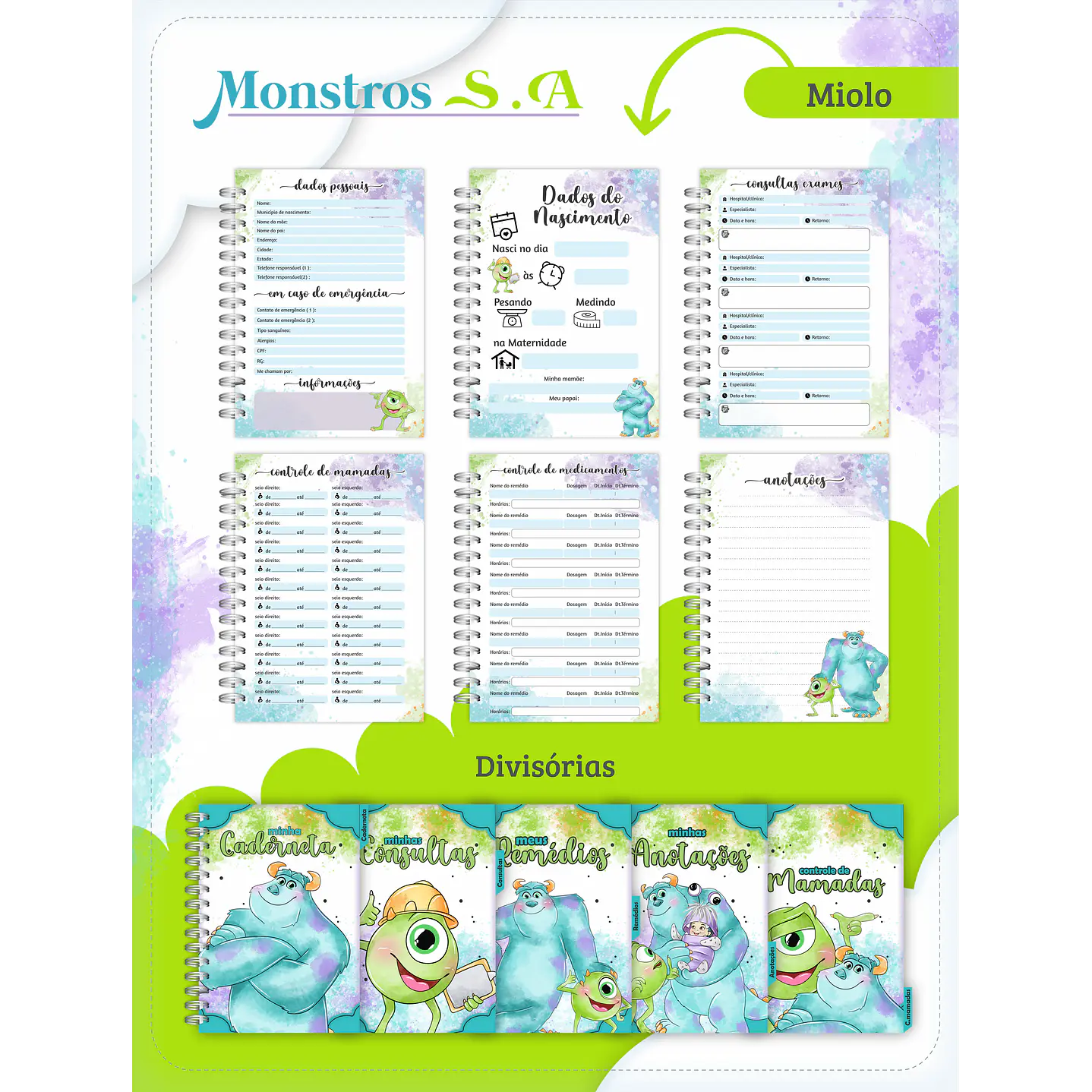 Kit Digital Monstros S.A. Caderneta de Vacina 2