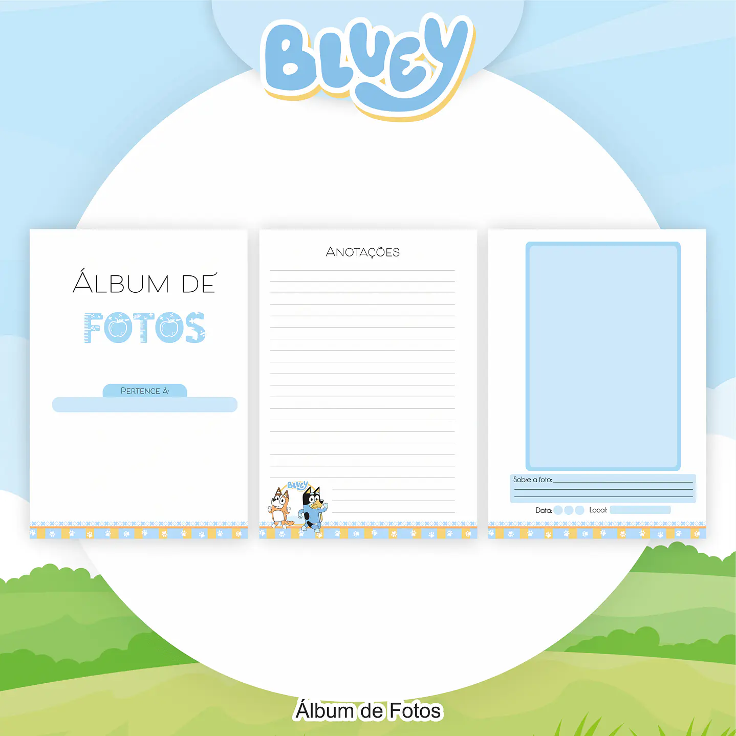 Kit Digital Bluey Volta às Aulas com Etiquetas, Cadernos e Itens Escolares Personalizados 3