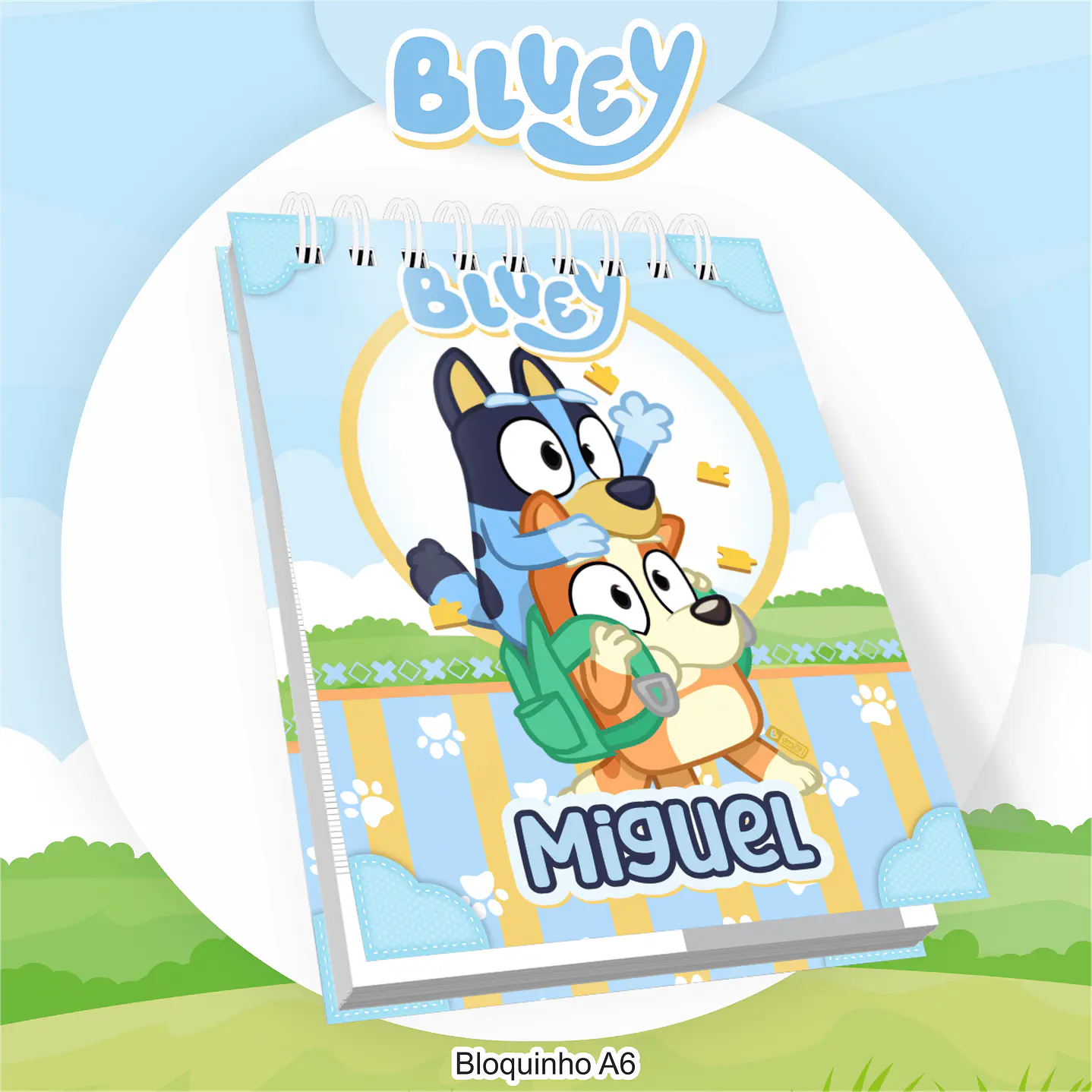 Kit Digital Bluey Volta às Aulas com Etiquetas, Cadernos e Itens Escolares Personalizados 6