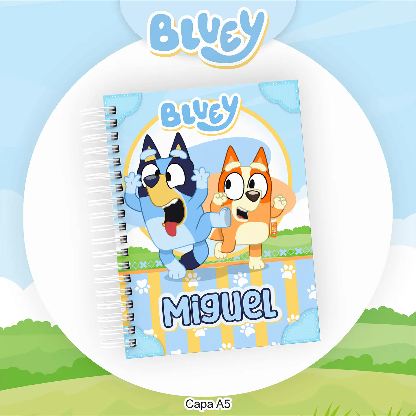 Kit Digital Bluey Volta às Aulas com Etiquetas, Cadernos e Itens Escolares Personalizados 7