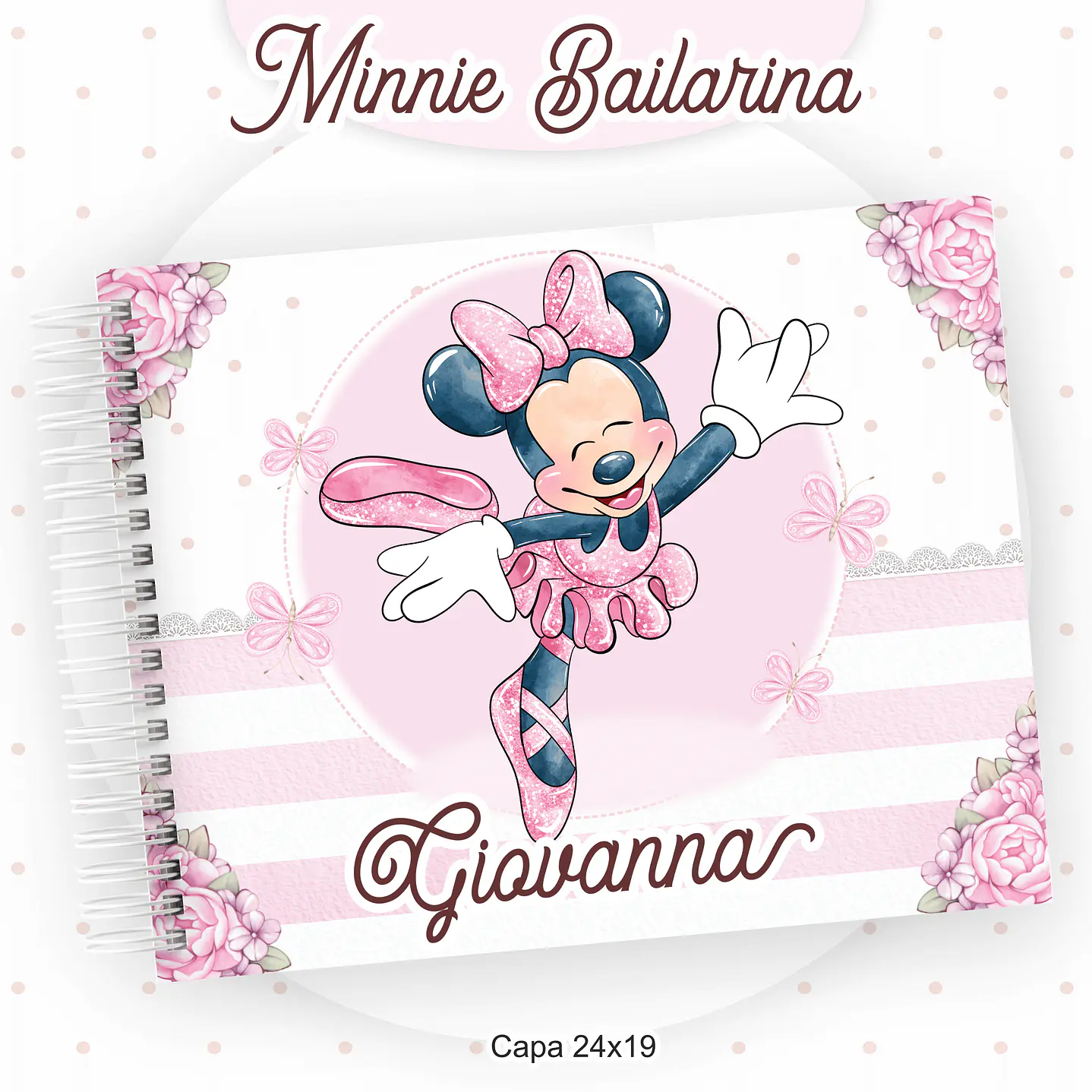 Kit Digital Minnie Bailarina Volta às Aulas com Etiquetas, Cadernos e Itens Escolares 5