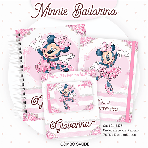 Kit Digital Minnie Bailarina Volta às Aulas com Etiquetas, Cadernos e Itens Escolares