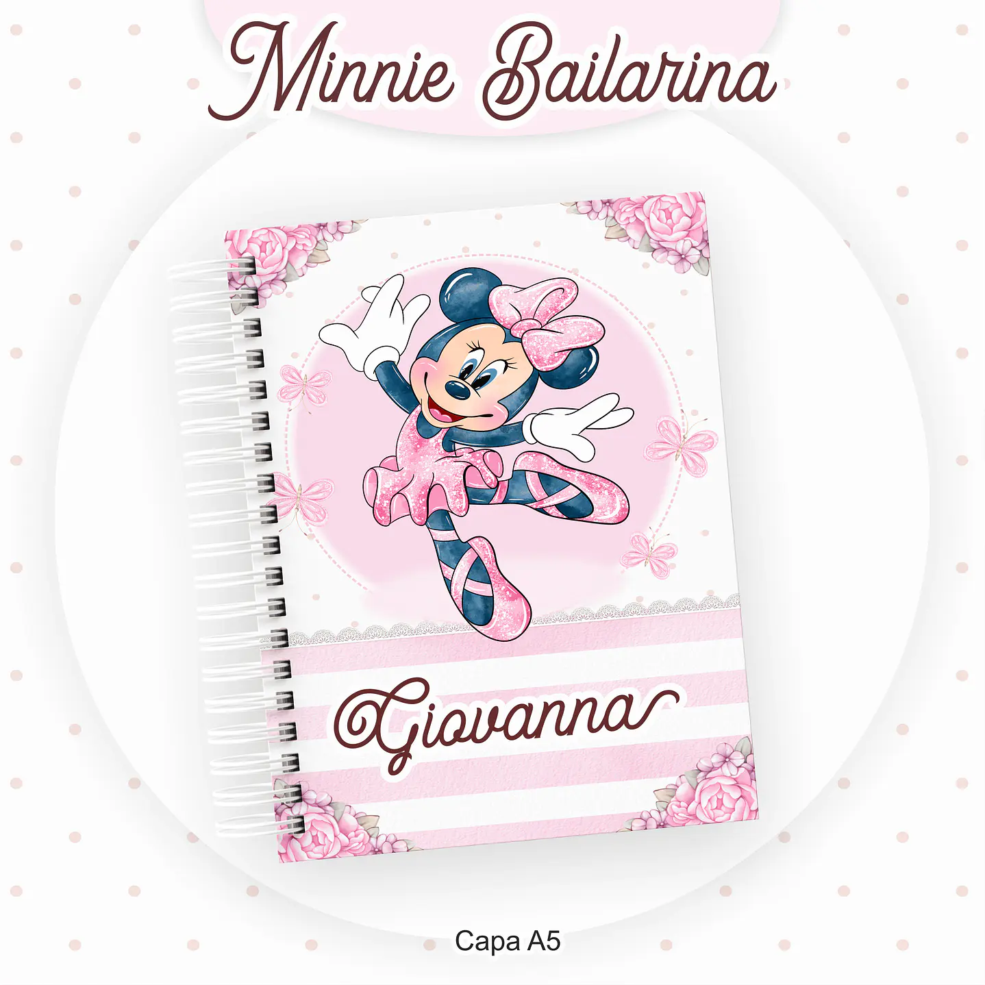 Kit Digital Minnie Bailarina Volta às Aulas com Etiquetas, Cadernos e Itens Escolares 7