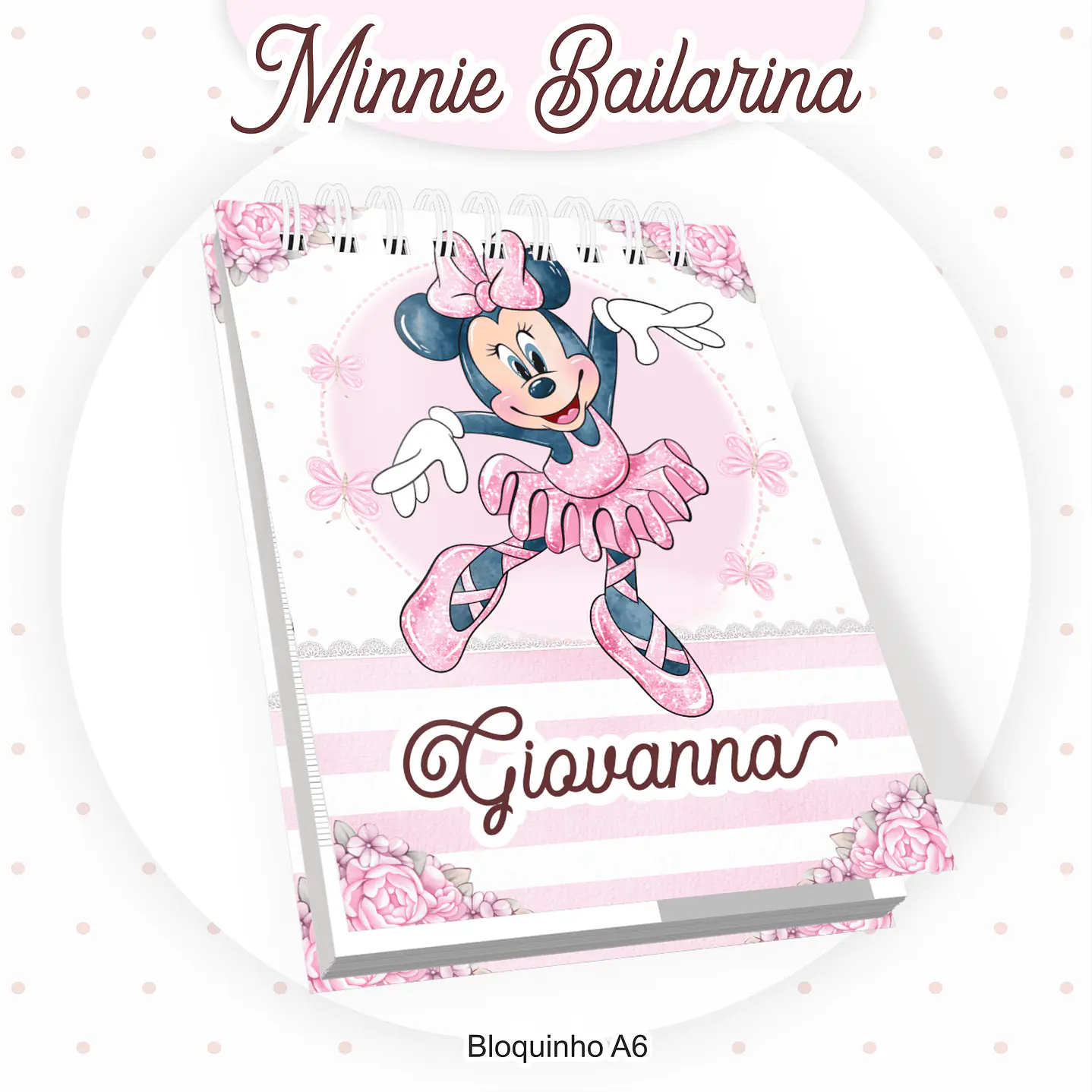 Kit Digital Minnie Bailarina Volta às Aulas com Etiquetas, Cadernos e Itens Escolares 10