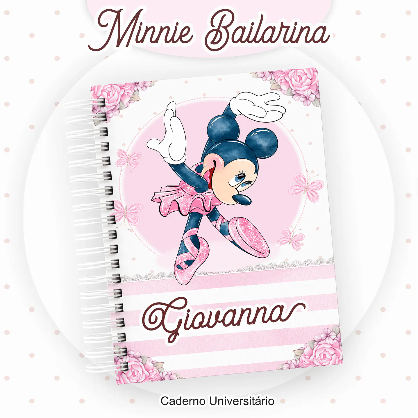 Kit Digital Minnie Bailarina Volta às Aulas com Etiquetas, Cadernos e Itens Escolares 11