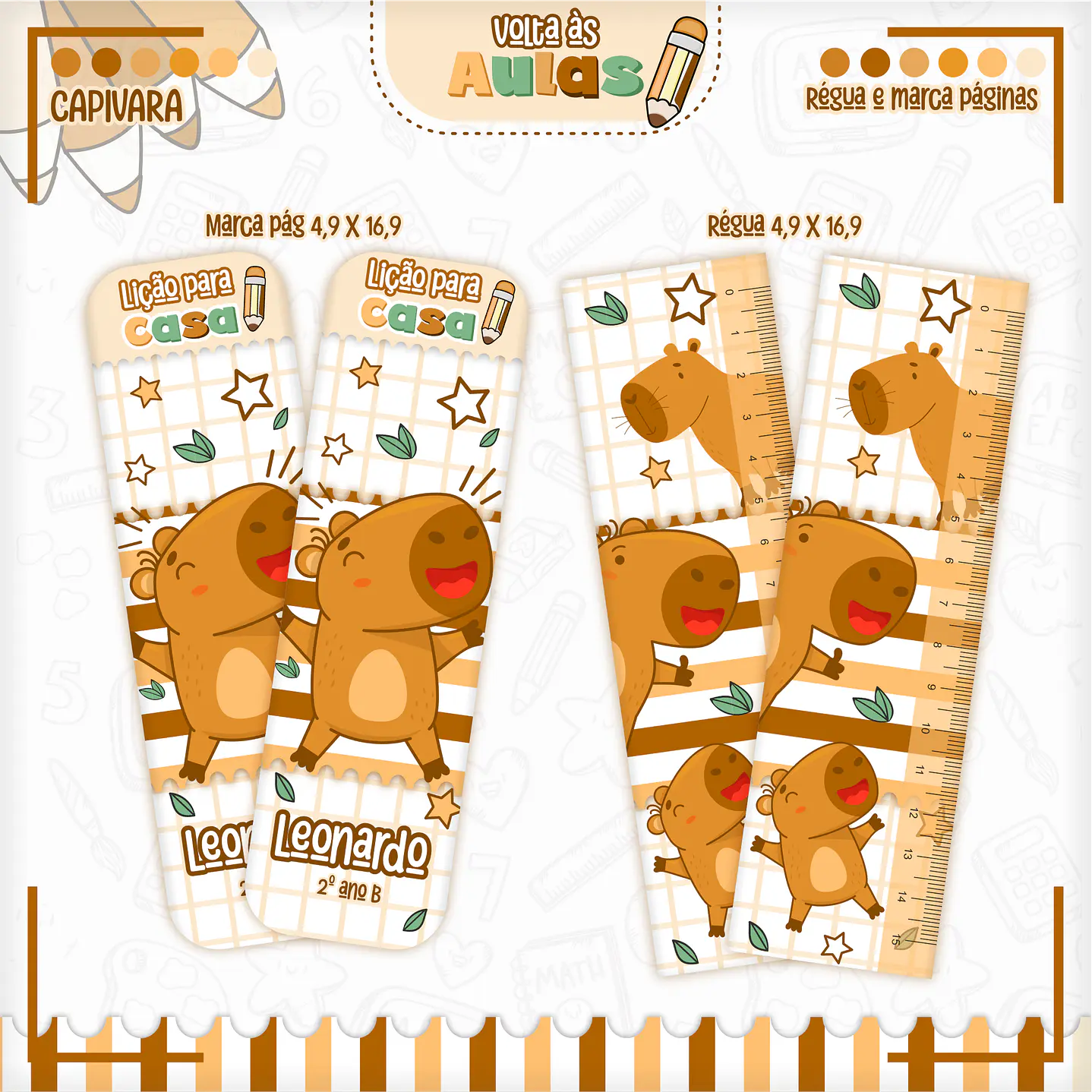 Kit Digital Encadernação Capivara Volta às Aulas - Completo 2