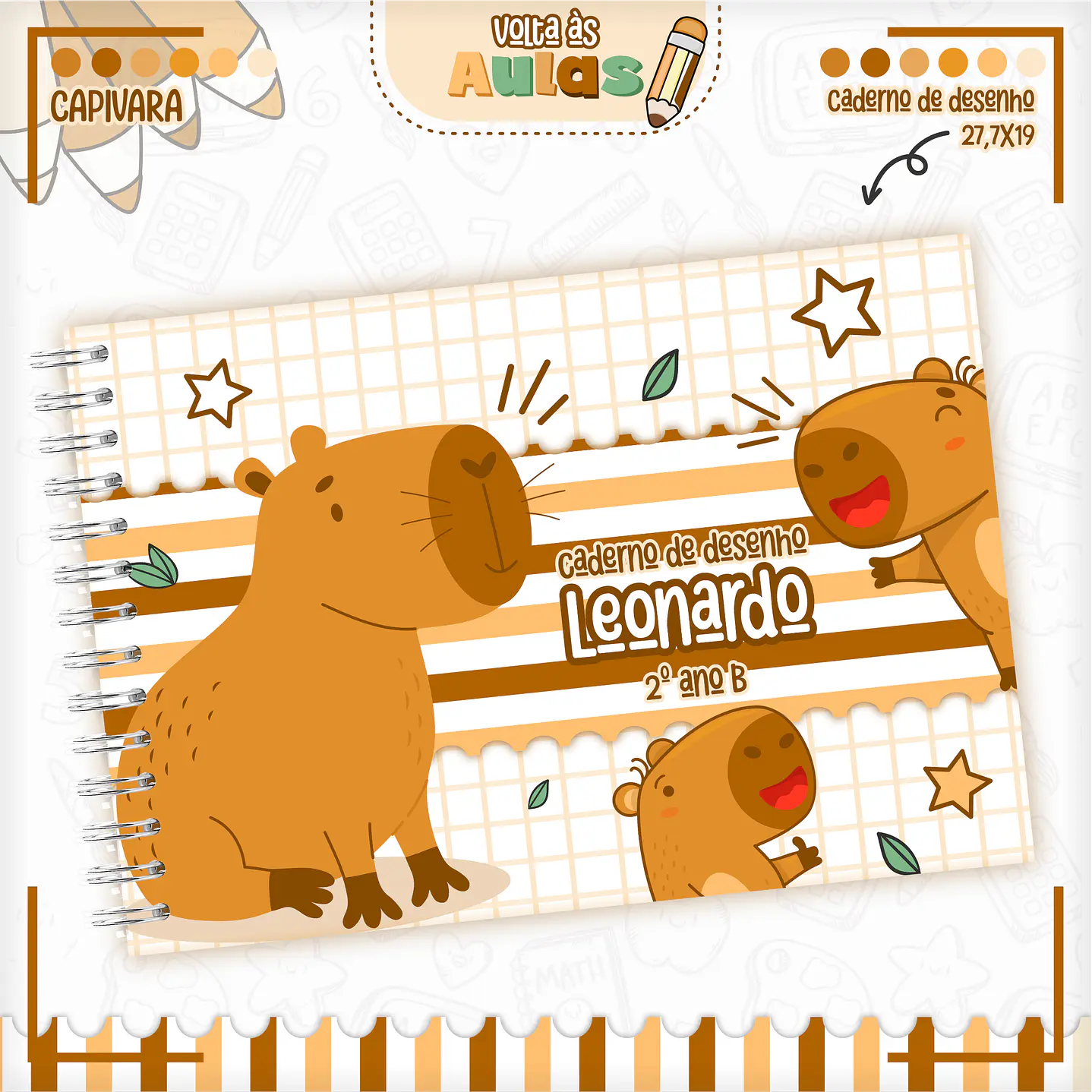 Kit Digital Encadernação Capivara Volta às Aulas - Completo 3
