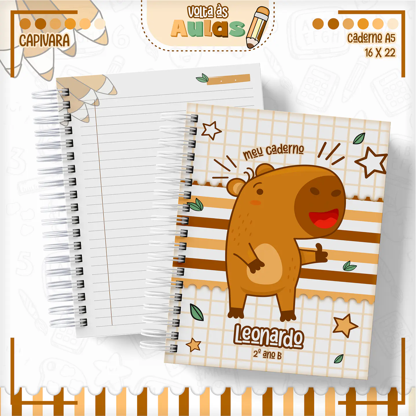 Kit Digital Encadernação Capivara Volta às Aulas - Completo 7