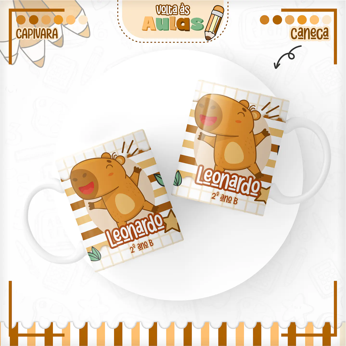 Kit Digital Encadernação Capivara Volta às Aulas - Completo 8