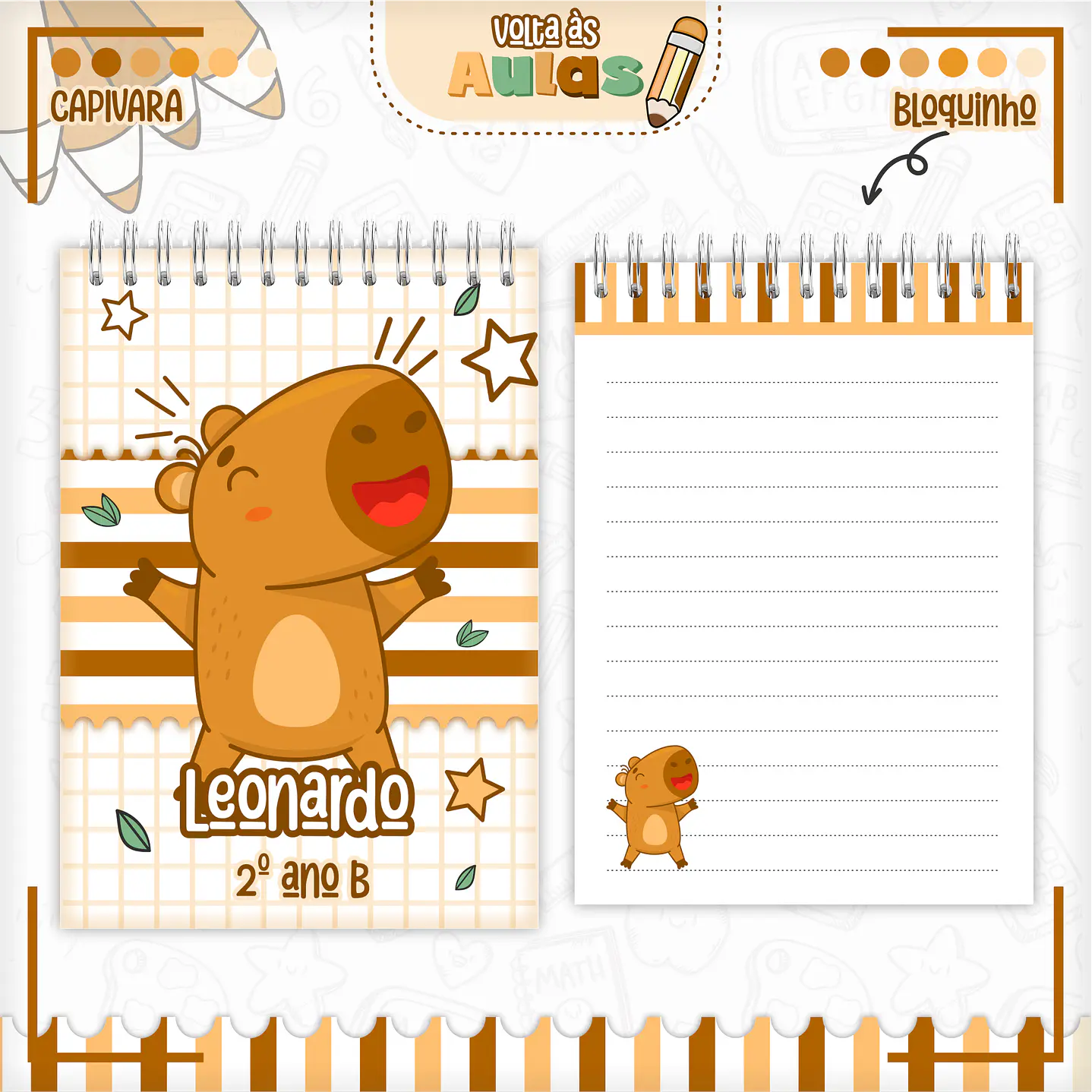 Kit Digital Encadernação Capivara Volta às Aulas - Completo 9