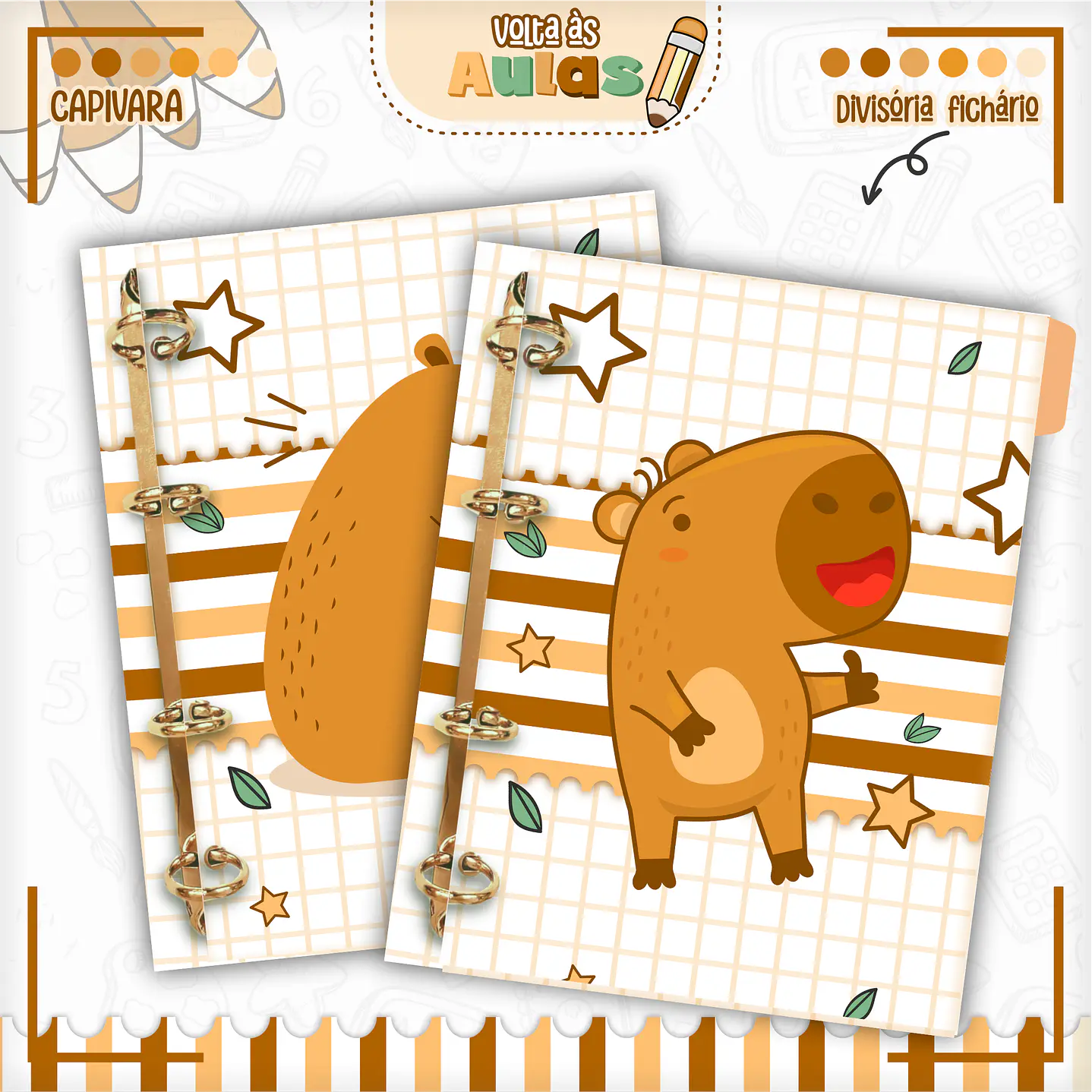 Kit Digital Encadernação Capivara Volta às Aulas - Completo 10