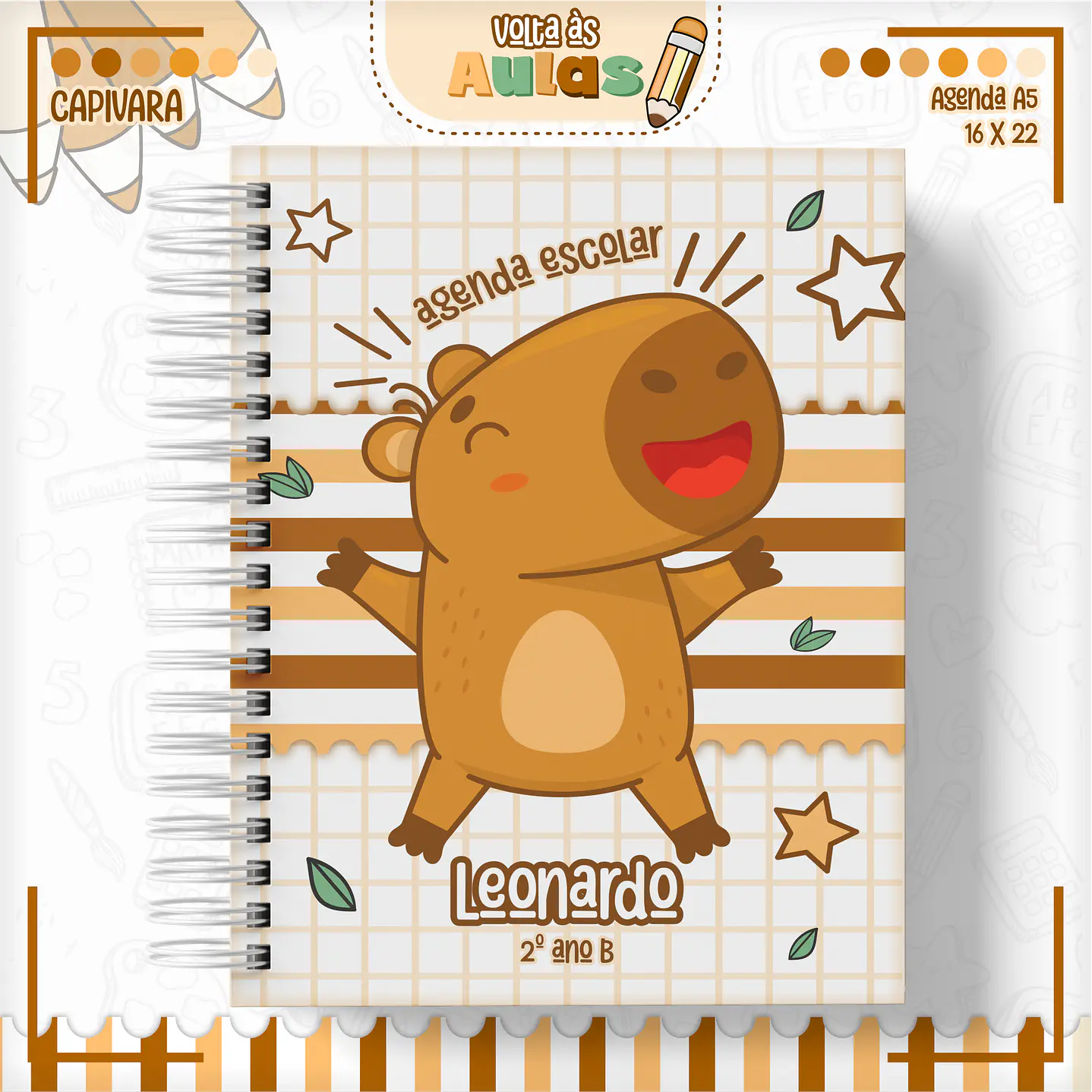 Kit Digital Encadernação Capivara Volta às Aulas - Completo 11
