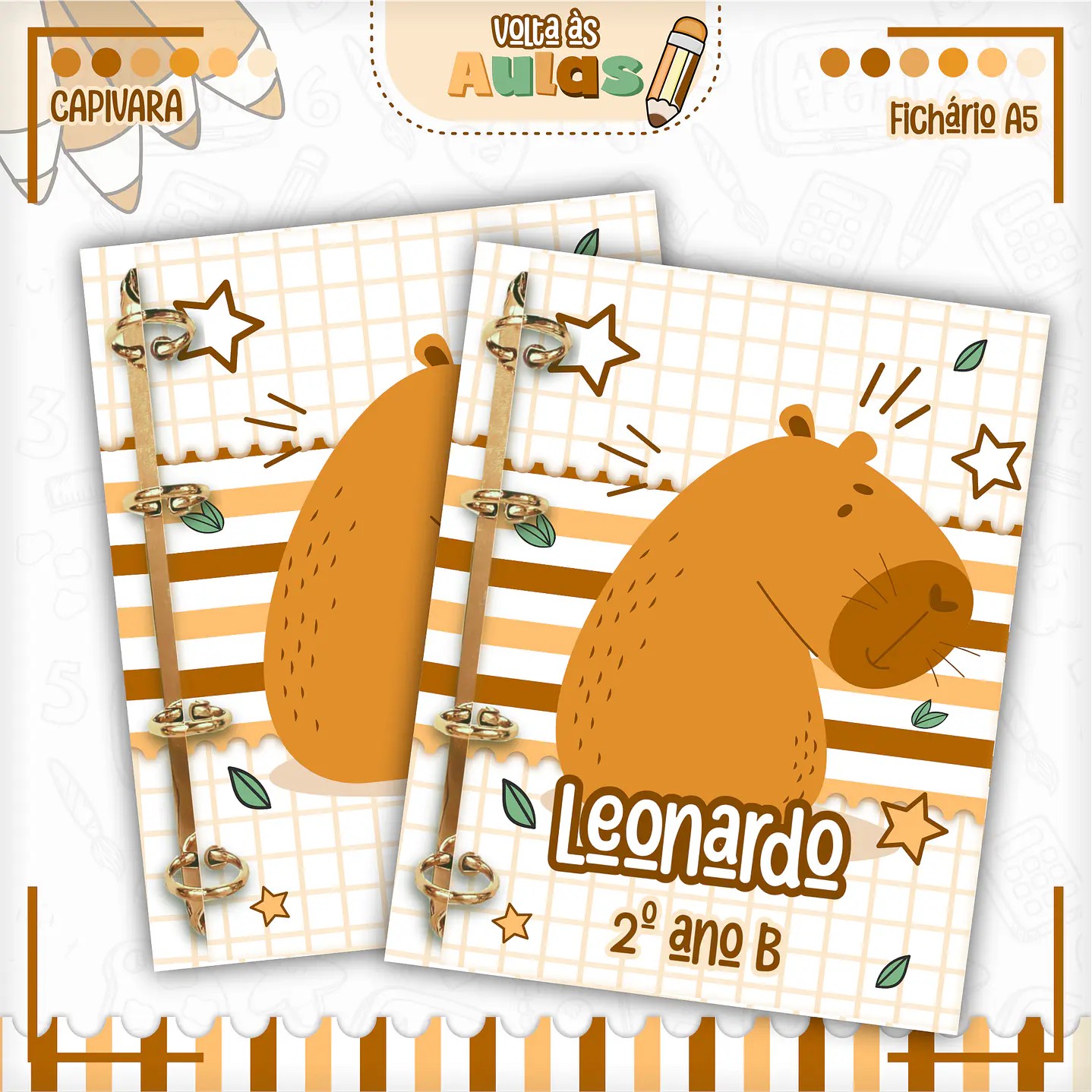Kit Digital Encadernação Capivara Volta às Aulas - Completo 13