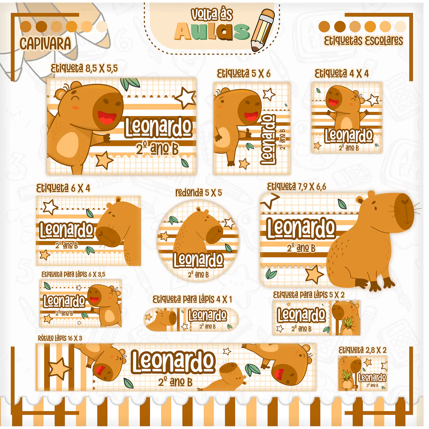 Kit Digital Encadernação Capivara Volta às Aulas - Completo 14
