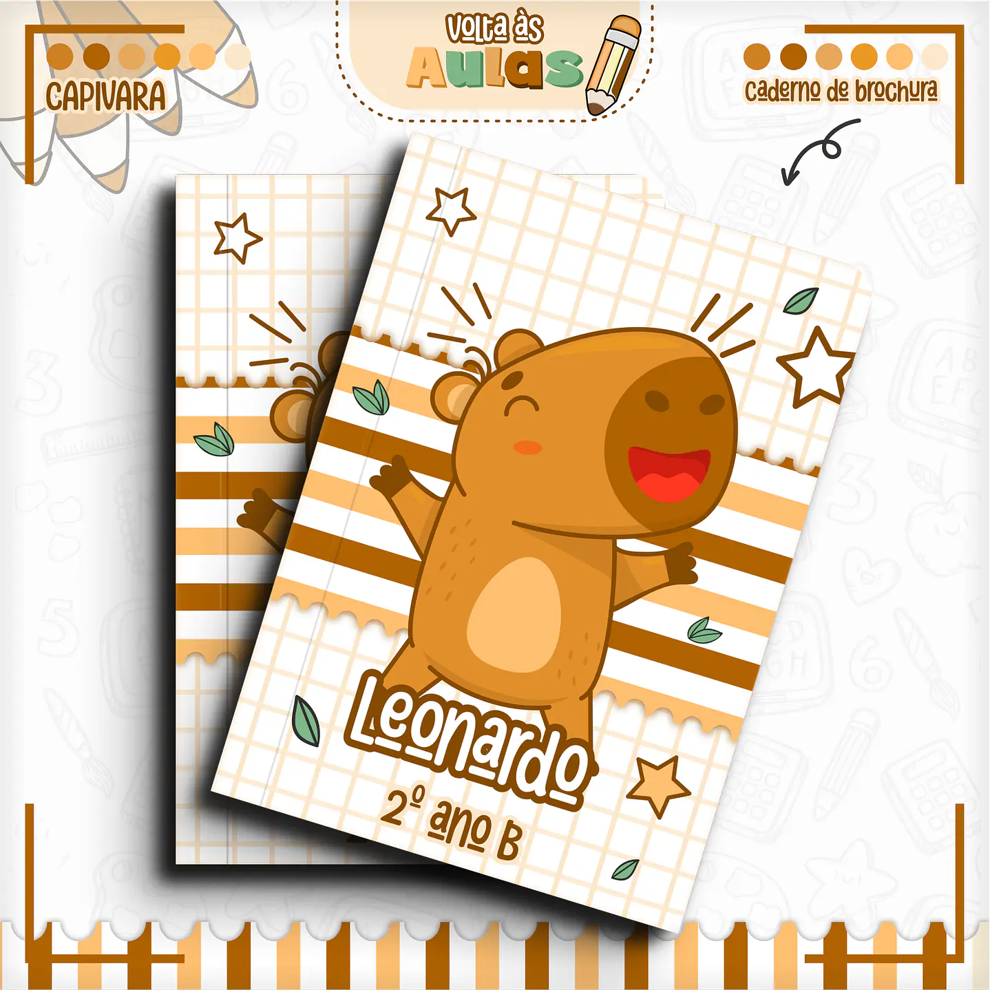 Kit Digital Encadernação Capivara Volta às Aulas - Completo 15