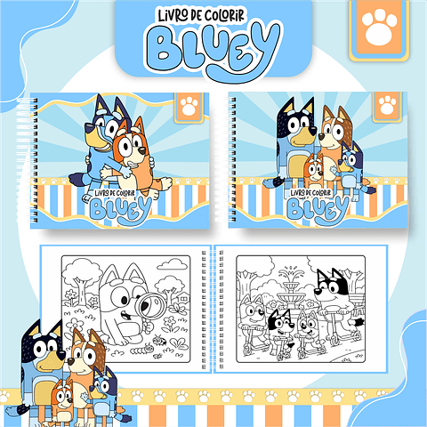 Livro Bluey para Colorir - 50 Desenhos PDF Digital para Imprimir