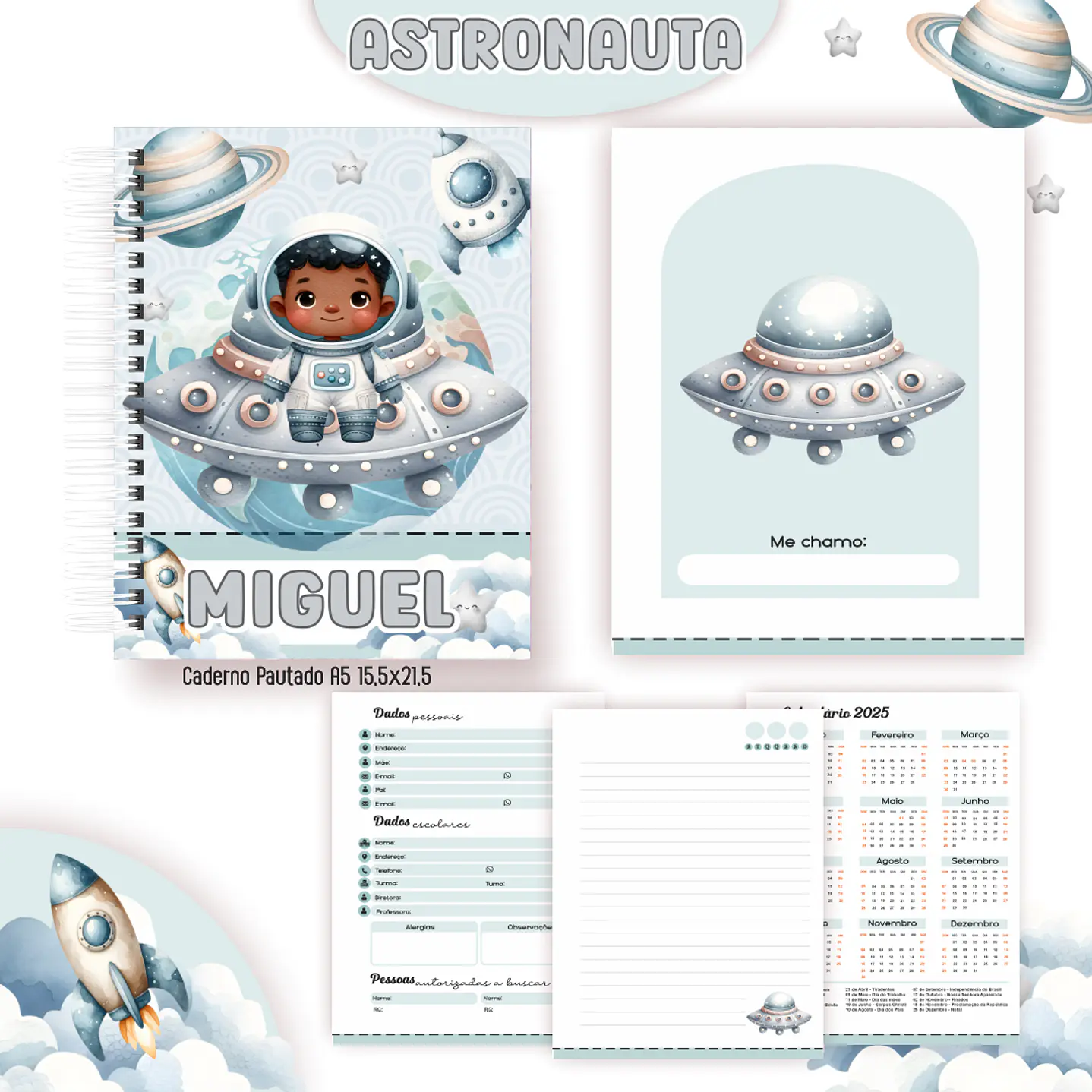 Encadernação Astronauta - Volta às Aulas Completo  2
