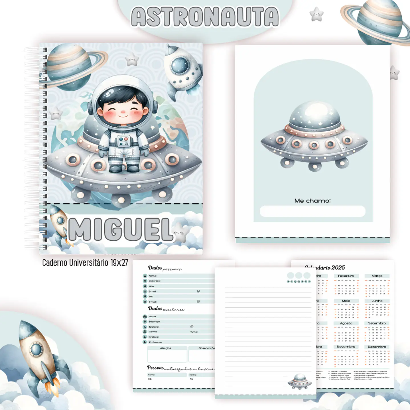 Encadernação Astronauta - Volta às Aulas Completo  3