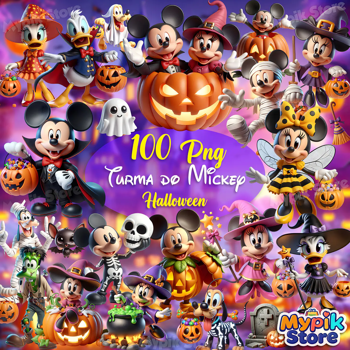 Kit Digital Turma do Mickey Halloween e Fundos Exclusivos Vol.1 1