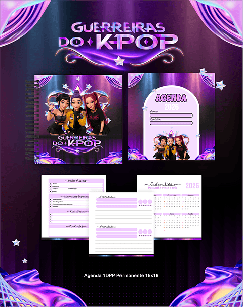 Kit Digital de Encadernação Guerreiras do K-Pop 