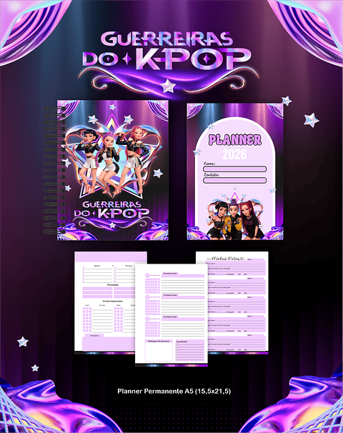 Kit Digital de Encadernação Guerreiras do K-Pop 